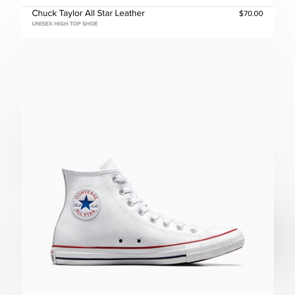 CONVERSE Chuck Taylor All Star Leather Unisex High Top Shoe - Women’s size 5.5